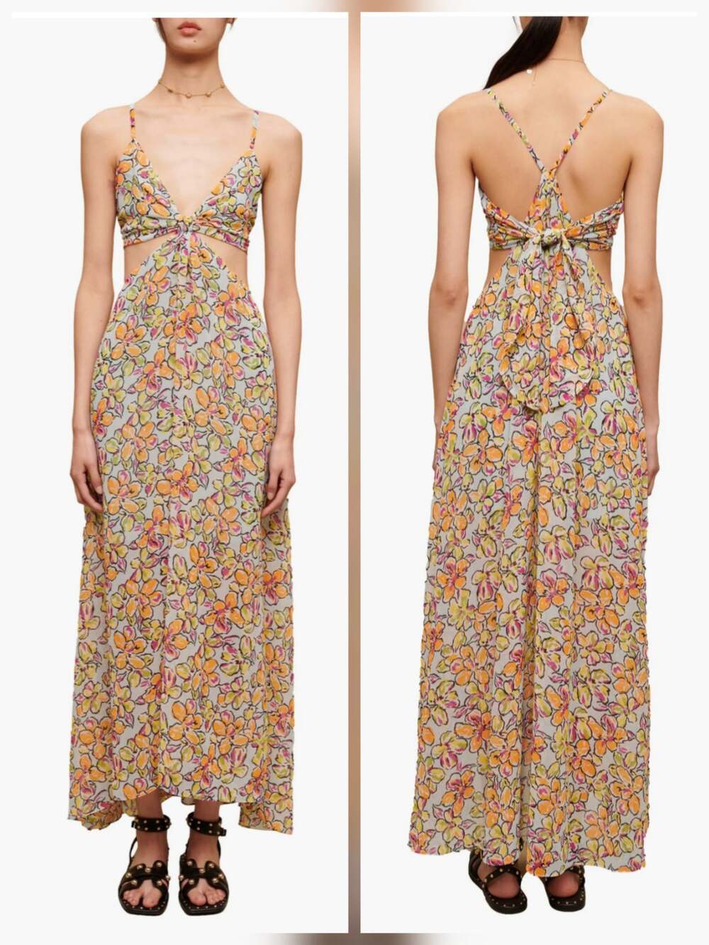 Maje - Rawaiene Floral Print Cutout Dress